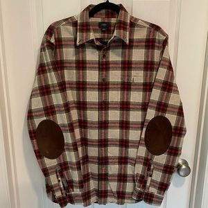 JCrew plaid button-down red & brown flannel, M